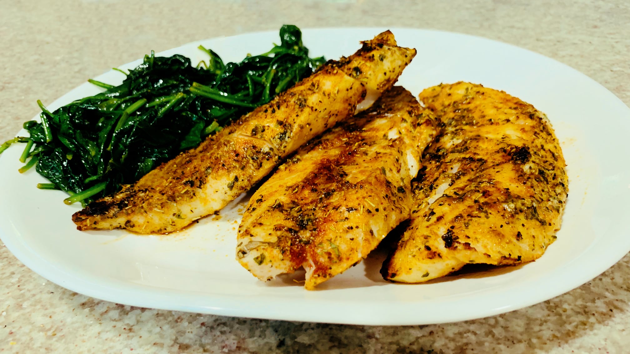 Easy Grilled Rockfish Recipe with Brown Butter Wilted Spinach - FFLL