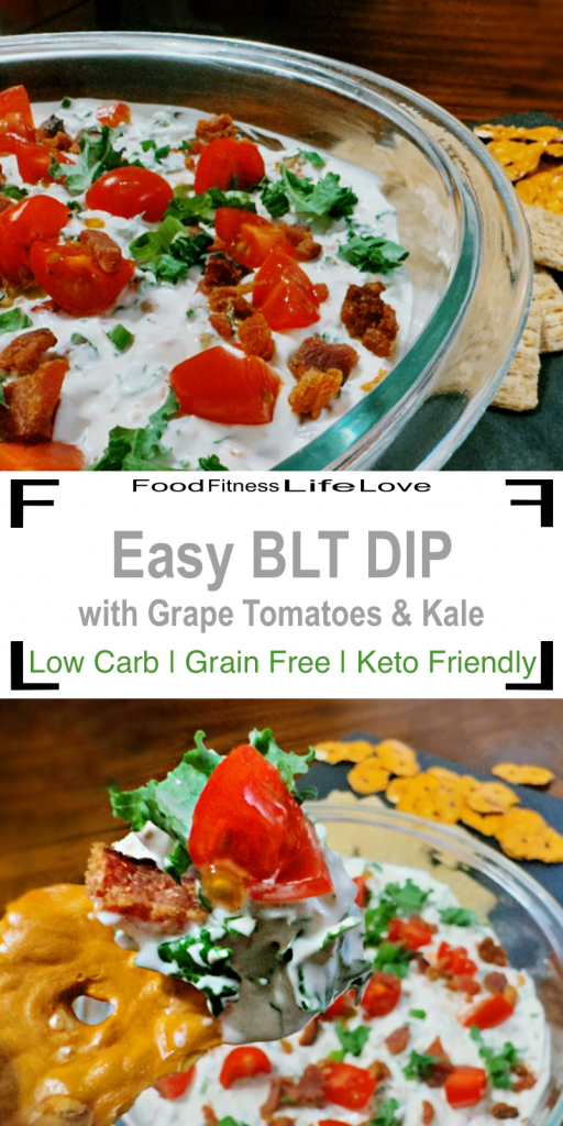 blt dip recipe with grape tomatoes pin