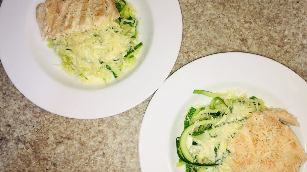 Creamy Garlic Chicken and Zoodles