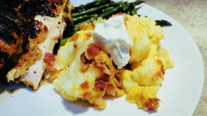 Loaded Cauliflower with Cheese and Bacon